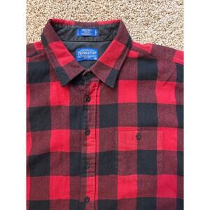Pendleton Lodge Shirt Fitted Flannel Woolen Mills Red/Black Mens Size XXL